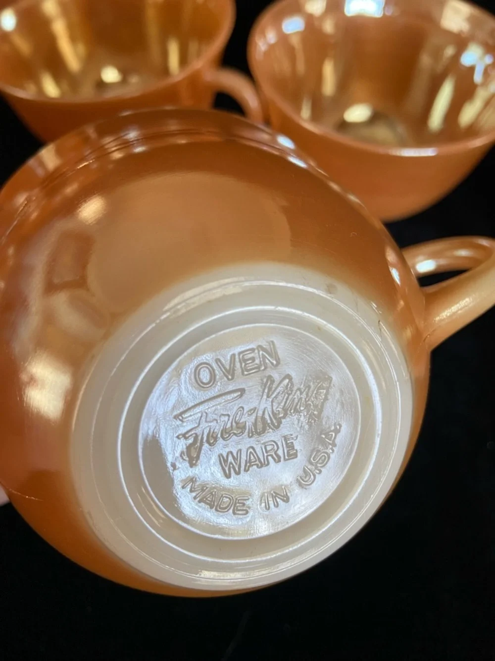 Lot of 8 FIRE KING Marigold Peach Luster Coffee Tea Cups READ